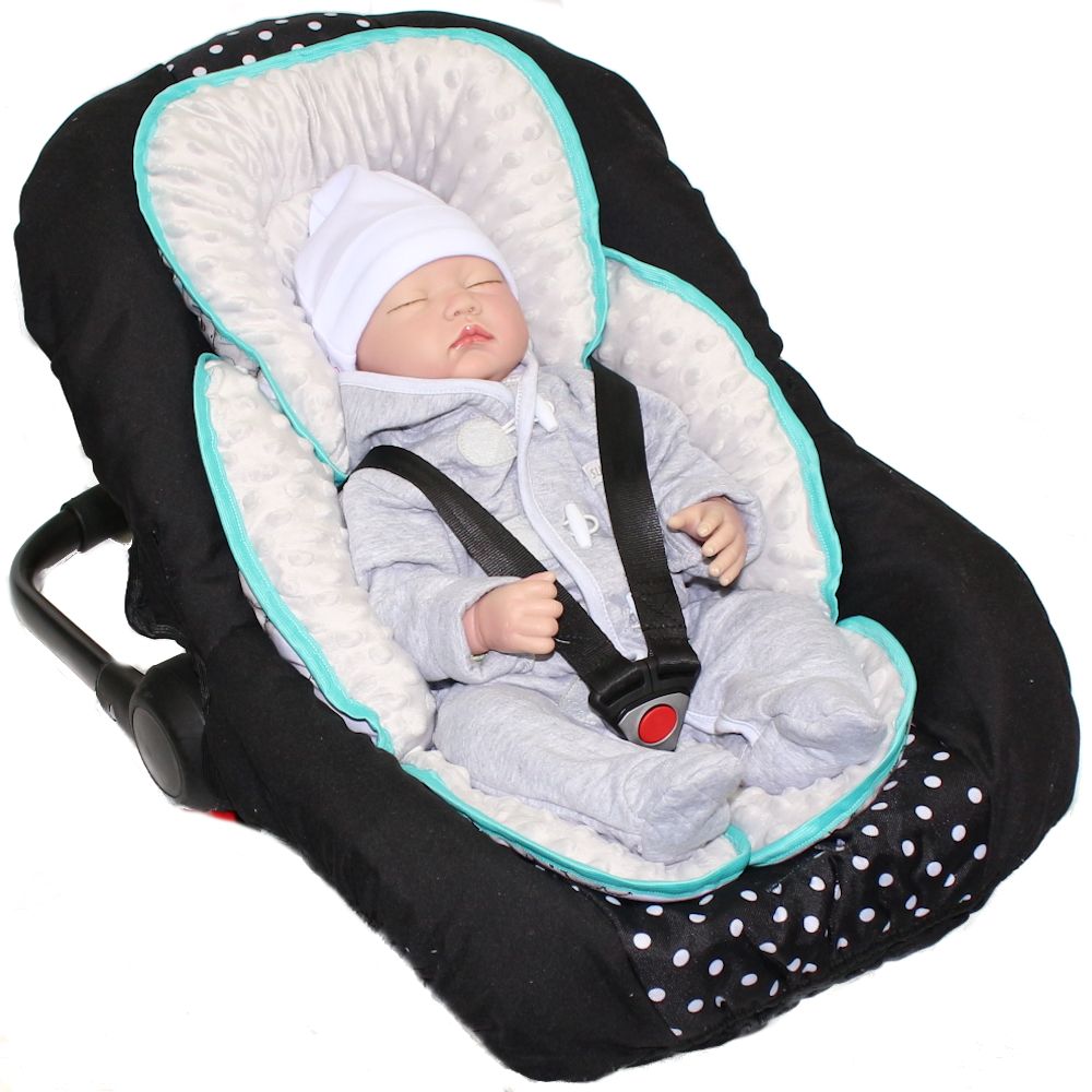 Sitzverkleinerer MINKY - Baumwolle - Boy+Grau-  für Auto Kindersitz Babyschale