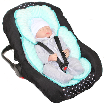 Sitzverkleinerer MINKY - Baumwolle - Einhorn+Minze-  für Auto Kindersitz Babyschale