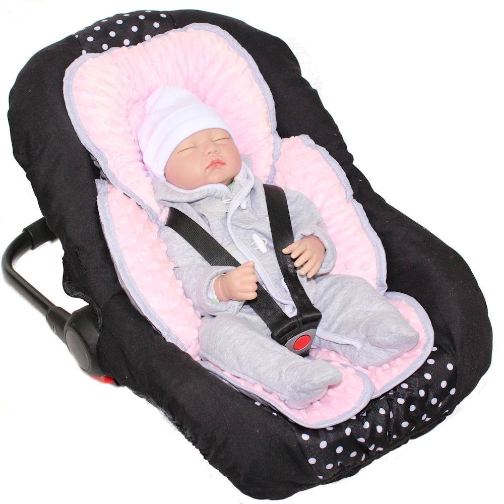 Sitzverkleinerer MINKY - Baumwolle - Minnie+Rosa-  für Auto Kindersitz Babyschale