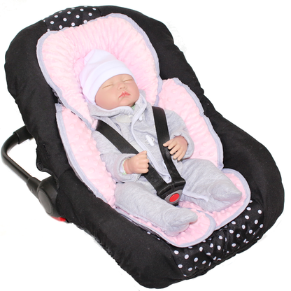 Sitzverkleinerer MINKY - Baumwolle - Star Hell+Rosa-  für Auto Kindersitz Babyschale