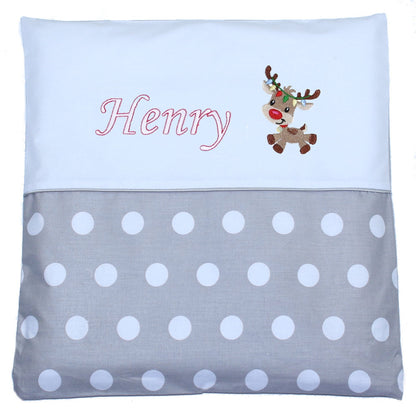 Kissen mit Stickerei und Namen - Reh Henry