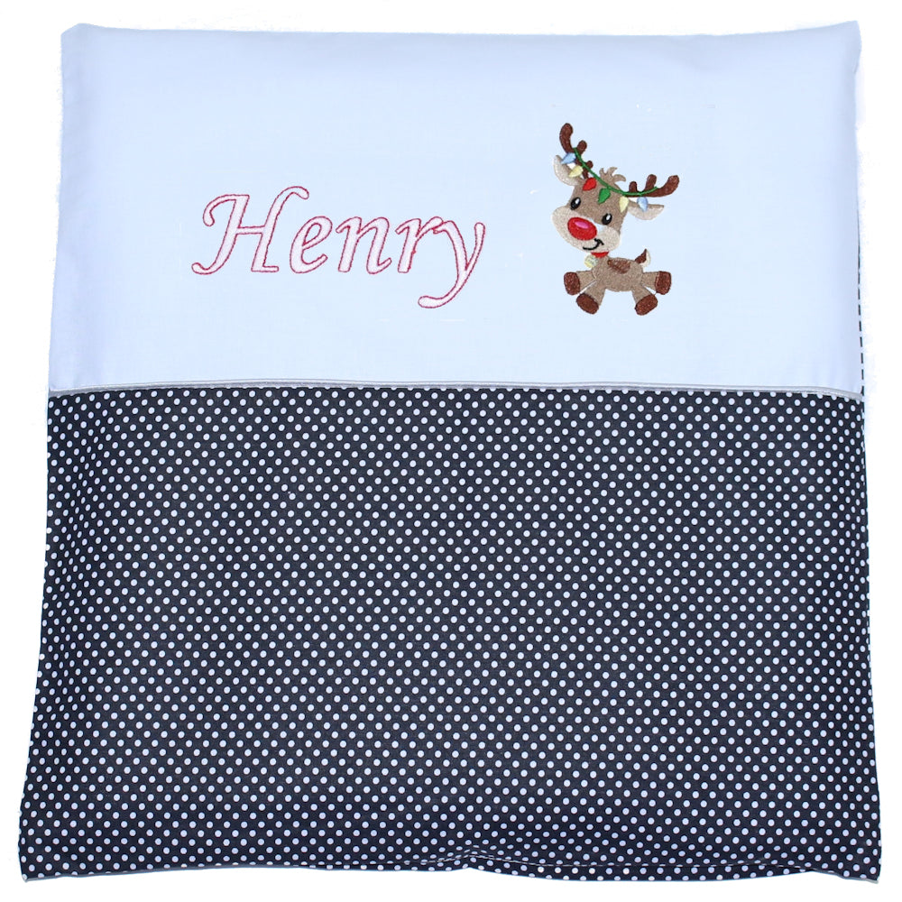 Kissen mit Stickerei und Namen - Reh Henry