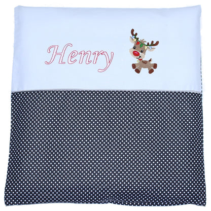 Kissen mit Stickerei und Namen - Reh Henry
