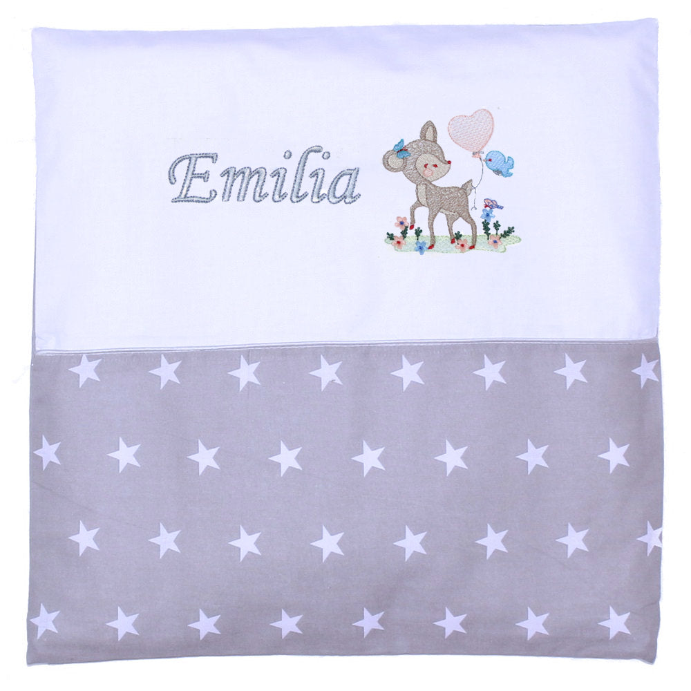 Kissen mit Stickerei und Namen - Bambi