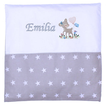 Kissen mit Stickerei und Namen - Bambi