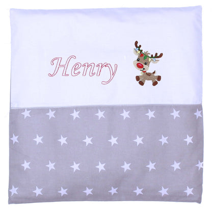 Kissen mit Stickerei und Namen - Reh Henry
