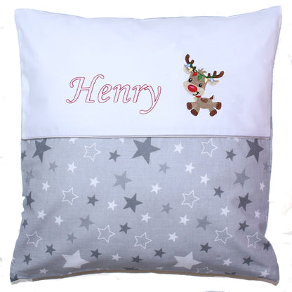 Kissen mit Stickerei und Namen - Reh Henry