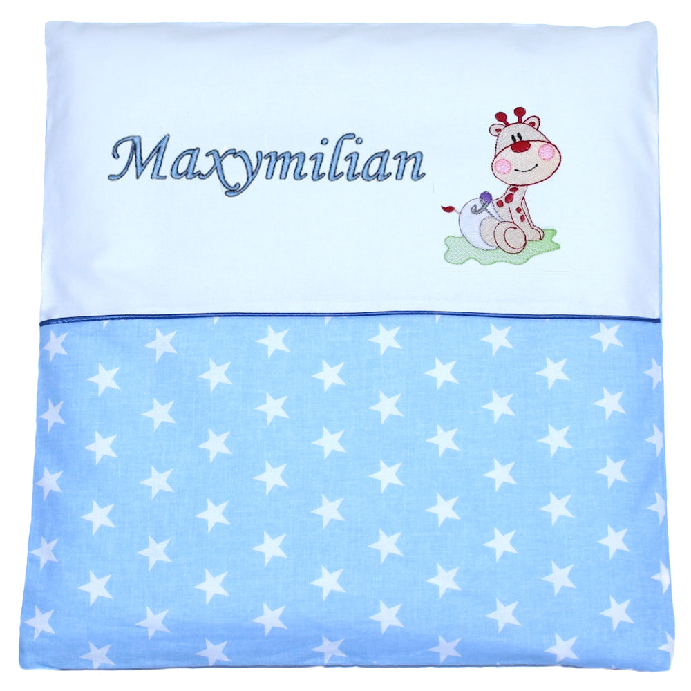 Kissen mit Stickerei und Namen - Giraffe Baby