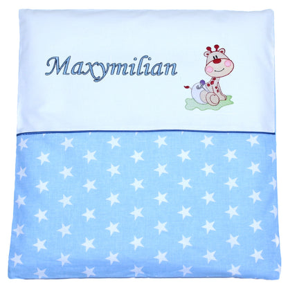 Kissen mit Stickerei und Namen - Giraffe Baby
