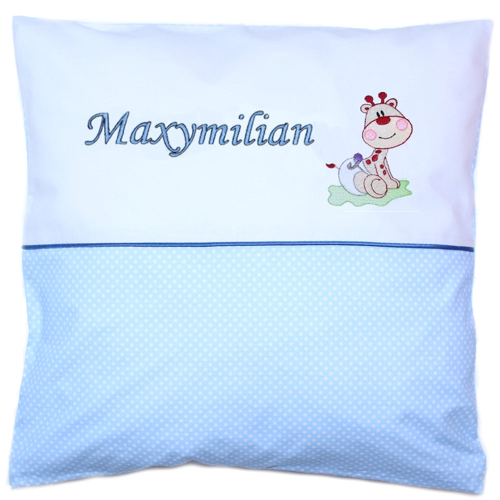 Kissen mit Stickerei und Namen - Giraffe Baby
