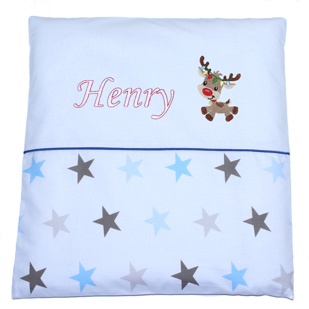 Kissen mit Stickerei und Namen - Reh Henry