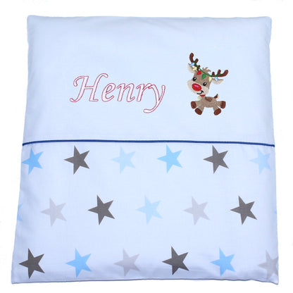 Kissen mit Stickerei und Namen - Reh Henry