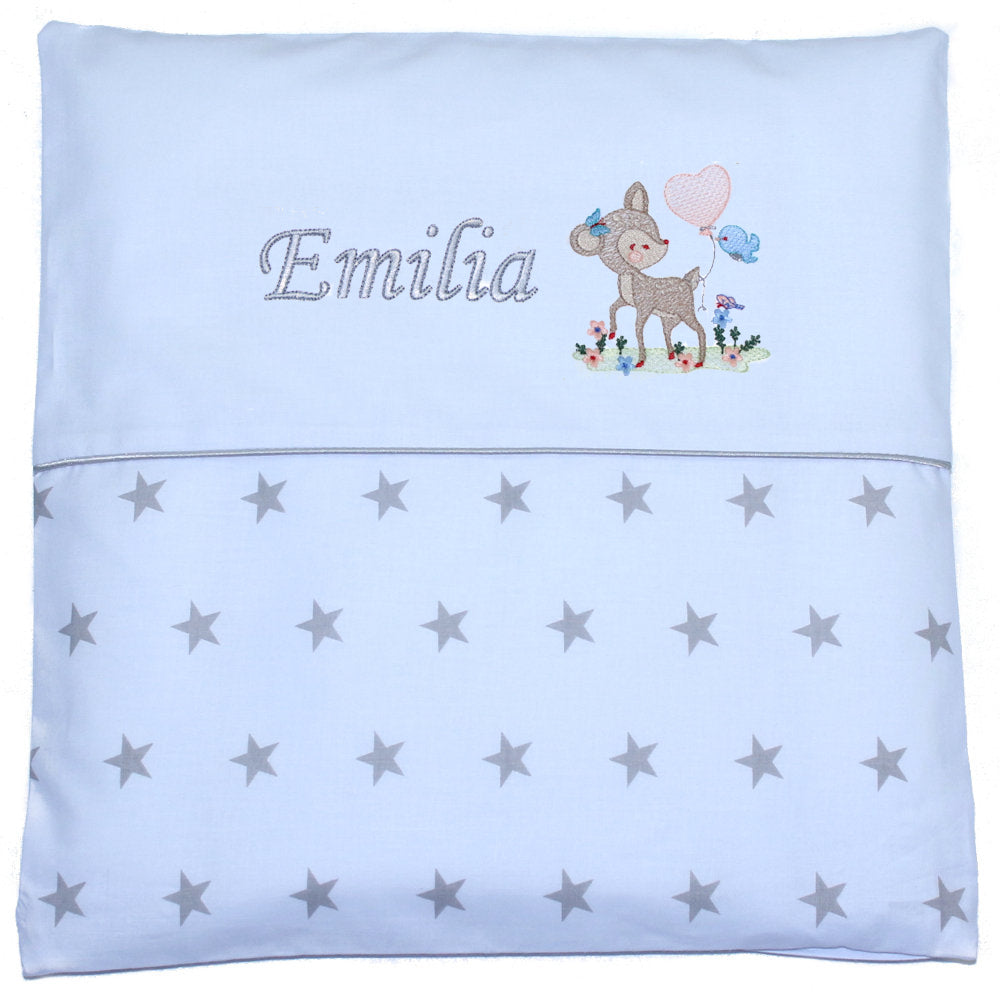 Kissen mit Stickerei und Namen - Bambi