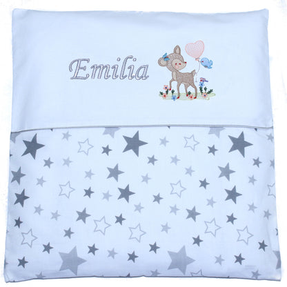 Kissen mit Stickerei und Namen - Bambi