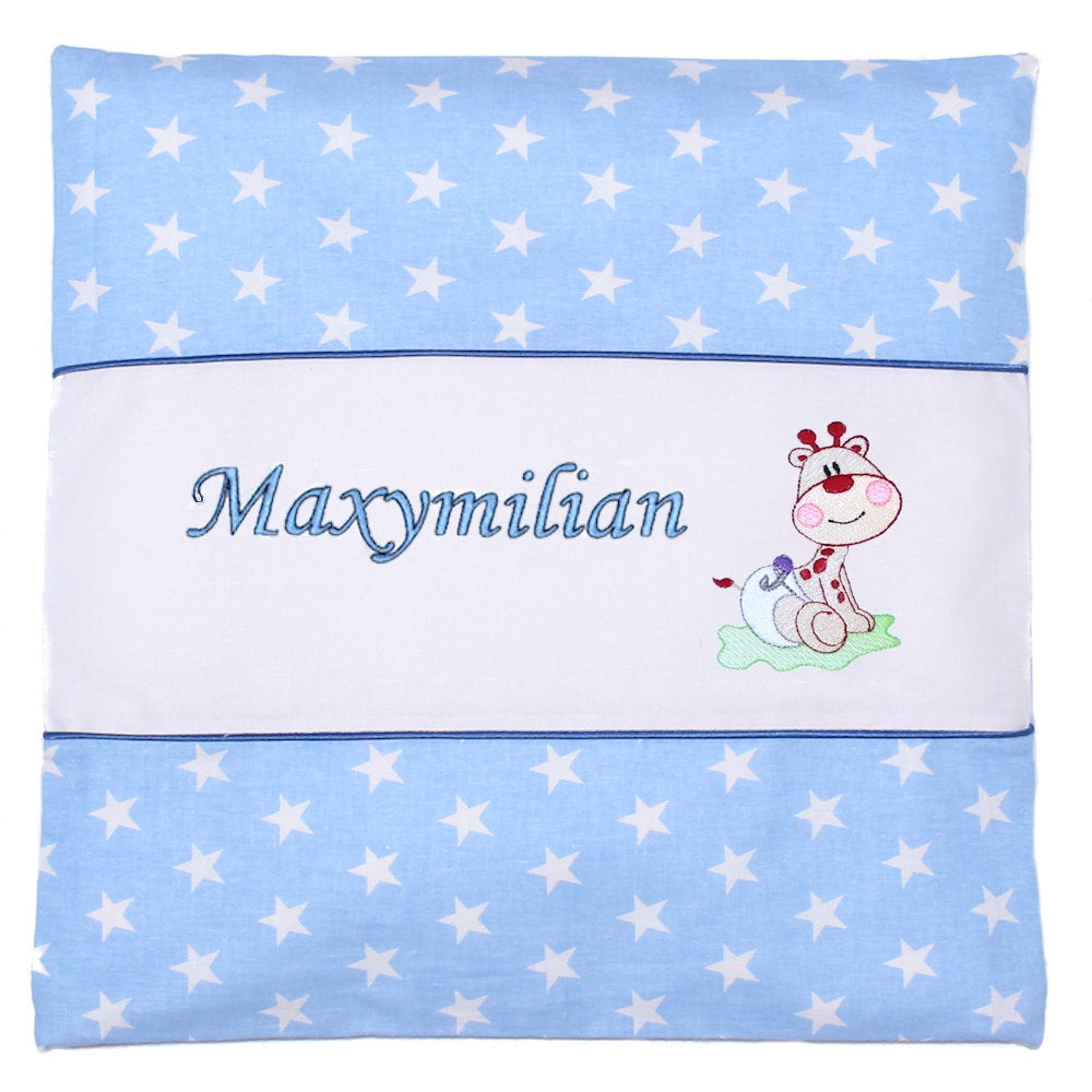 Kissen mit Stickerei und Namen - V2 -Giraffe Baby