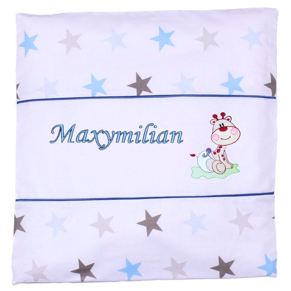 Kissen mit Stickerei und Namen - V2 -Giraffe Baby