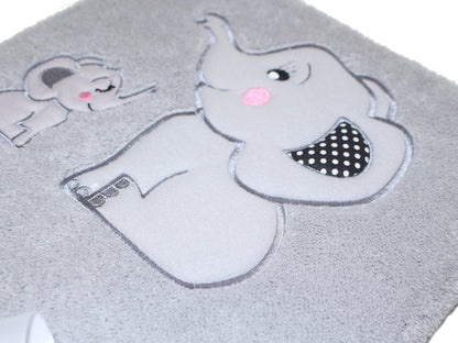 Babydecke mit Namen bestickt -Elefanten Grau- Kuscheldecke