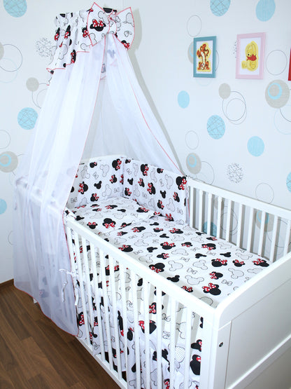 Baby Bettset -Minnie - 5-11 teilig mit Chiffon Himmel