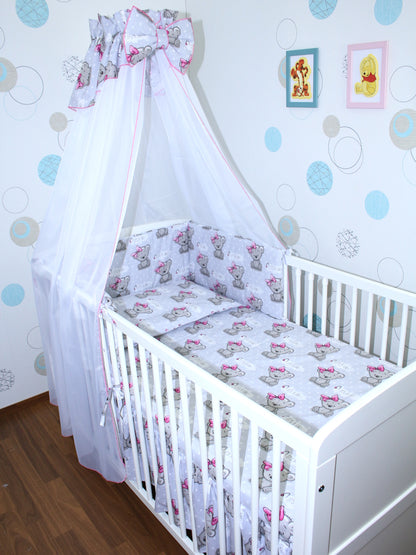 Baby Bettset - Girl - 5-11 teilig mit Chiffon Himmel