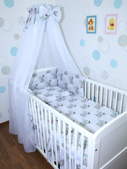 Baby Bettset - Boy- 5-11 teilig mit Chiffon Himmel