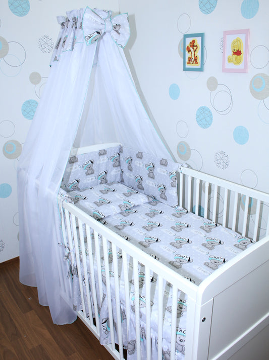 Baby Bettset - Boy- 5-11 teilig mit Chiffon Himmel