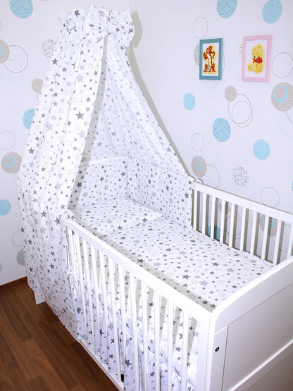 Baby Bettset - Star Hell- 5-11 teilig mit Vollstoff Himmel
