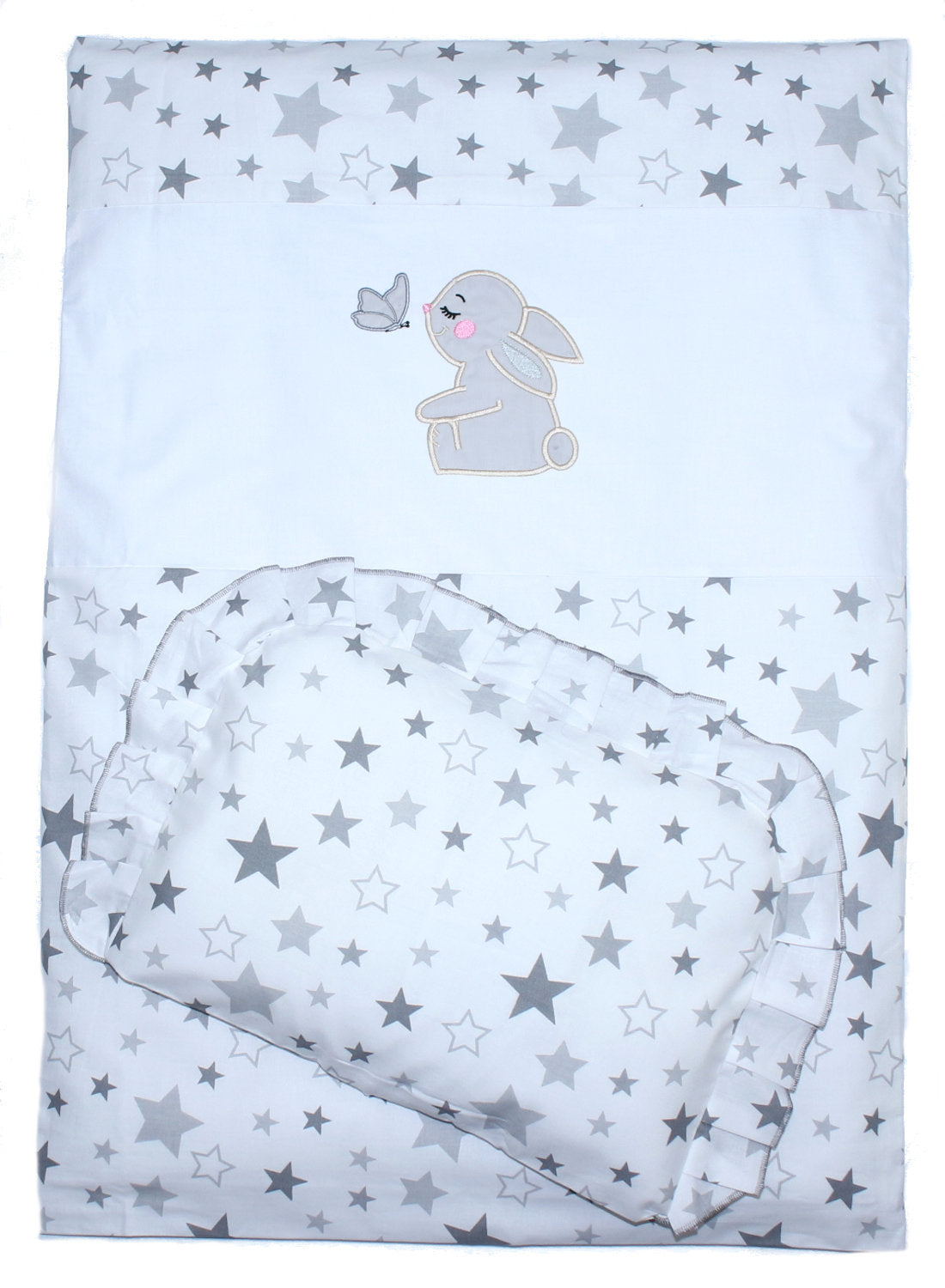 2- 4tlg Kinderwagenset - Hase- Star Hell - Bettwäsche für Kinderwagen Bezüge Decke Kissen
