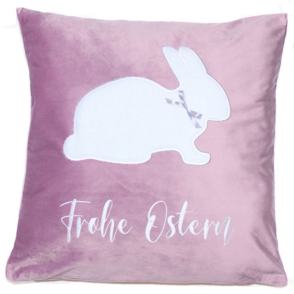 Kissen Ostern Osterhase mit Schrift und Hasen 1 - Lila