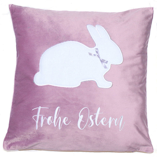 Kissen Ostern Osterhase mit Schrift und Hasen 1 - Lila