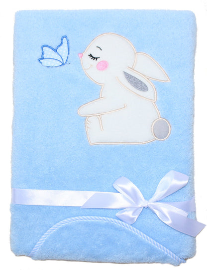 Babydecke mit Namen bestickt -Hase- Blau- Kuscheldecke