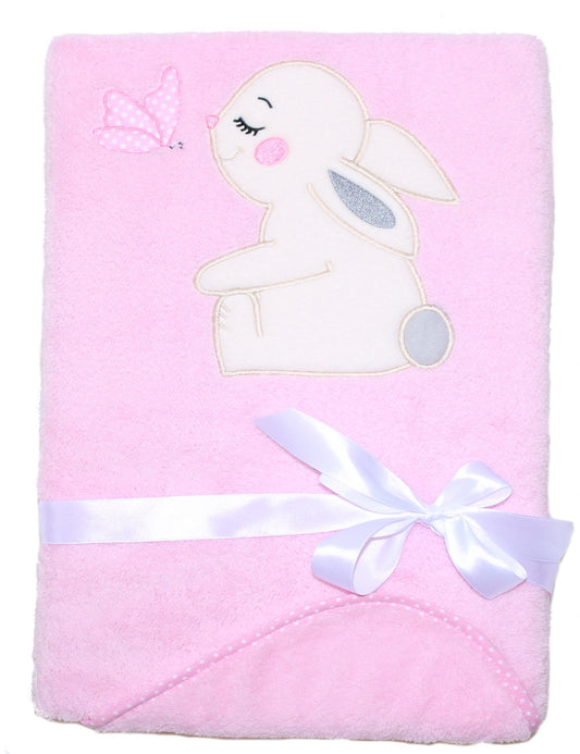 Babydecke mit Namen bestickt -Hase- Rosa- Kuscheldecke