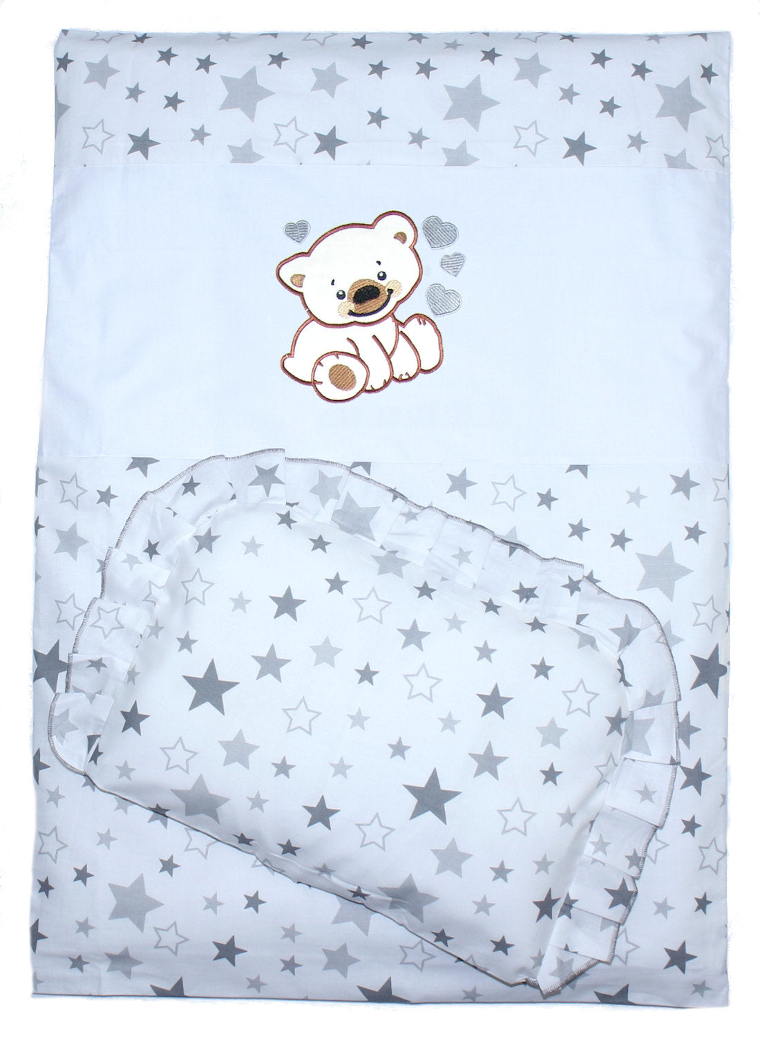 2- 4tlg Kinderwagenset - Bärchen mit Herzen - Star Hell - Bettwäsche für Kinderwagen Bezüge Decke Kissen