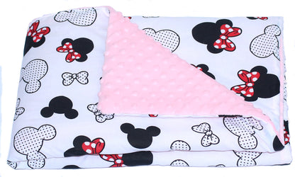 Einschlagdecke MINKY - Minnie + Rosa- mit Kapuze 85x85cm Babyschale Decke