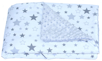 Baby Einschlagdecke MINKY - Star Hell + Grau- mit Kapuze 85x85cm Babyschale Decke
