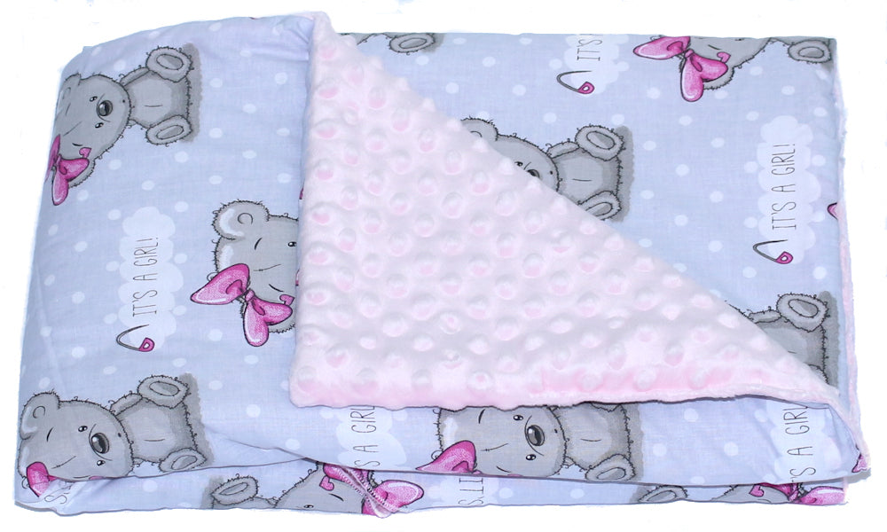 Baby Einschlagdecke MINKY - Girl + Rosa- mit Kapuze 85x85cm Babyschale Decke