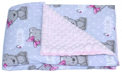 Baby Einschlagdecke MINKY - Girl + Rosa- mit Kapuze 85x85cm Babyschale Decke