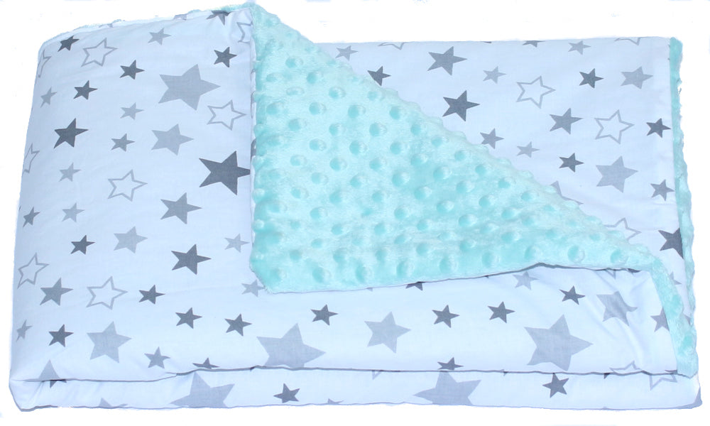 Baby Einschlagdecke MINKY - Star Hell + Minze- mit Kapuze 85x85cm Babyschale Decke