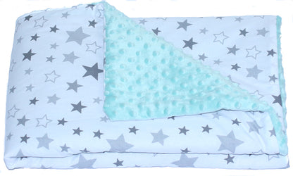 Baby Einschlagdecke MINKY - Star Hell + Minze- mit Kapuze 85x85cm Babyschale Decke