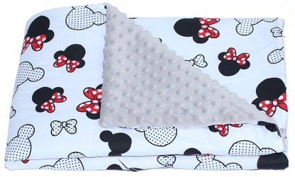 Baby Einschlagdecke MINKY - Minnie + Grau- mit Kapuze 85x85cm Babyschale Decke