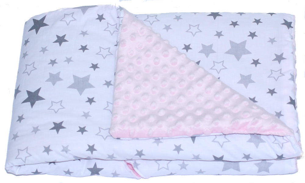Baby Einschlagdecke MINKY - Star Hell + Rosa - mit Kapuze 85x85cm Babyschale Decke