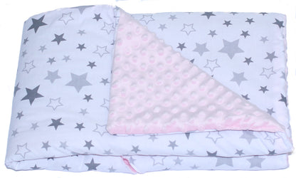 Baby Einschlagdecke MINKY - Star Hell + Rosa - mit Kapuze 85x85cm Babyschale Decke