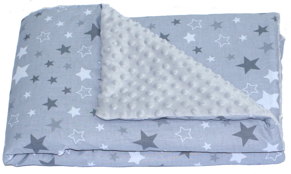 Baby Einschlagdecke MINKY - Star Dunkel + Grau - mit Kapuze 85x85cm Babyschale Decke