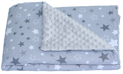 Baby Einschlagdecke MINKY - Star Dunkel + Grau - mit Kapuze 85x85cm Babyschale Decke