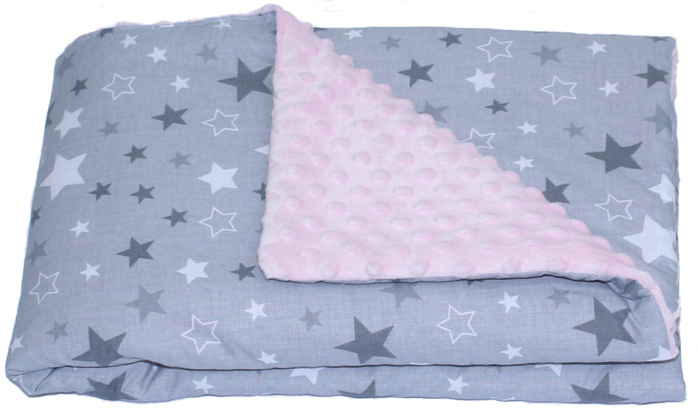 Baby Einschlagdecke MINKY - Star Dunkel + Rosa - mit Kapuze 85x85cm Babyschale Decke
