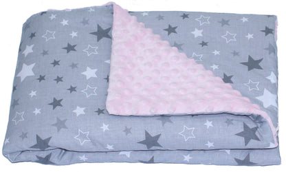Baby Einschlagdecke MINKY - Star Dunkel + Rosa - mit Kapuze 85x85cm Babyschale Decke