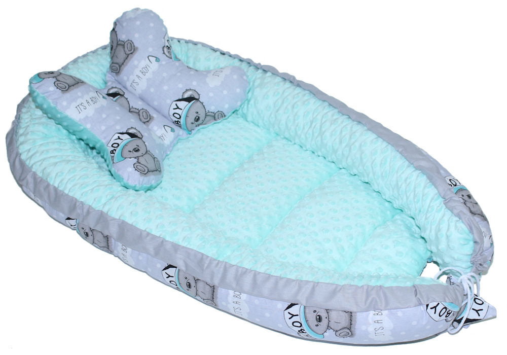 Kokon Baby Minky Nestchen - Boy+Minze - 2-seitig Kuschelnest Reisebett