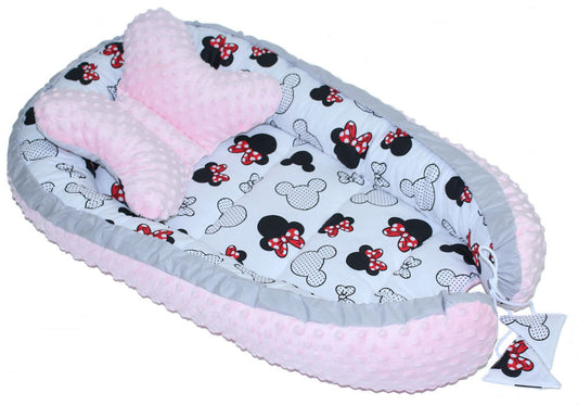 Kokon Baby Minky Nestchen - Minnie+Rosa - 2-seitig Kuschelnest Reisebett