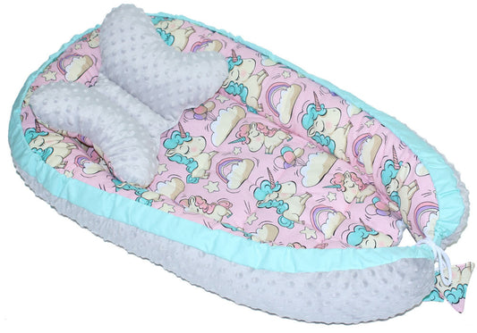 Baby Nestchen Kokon Einhorn Minky Baumwolle