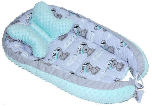 Kokon Baby Minky Nestchen - Boy+Minze - 2-seitig Kuschelnest Reisebett