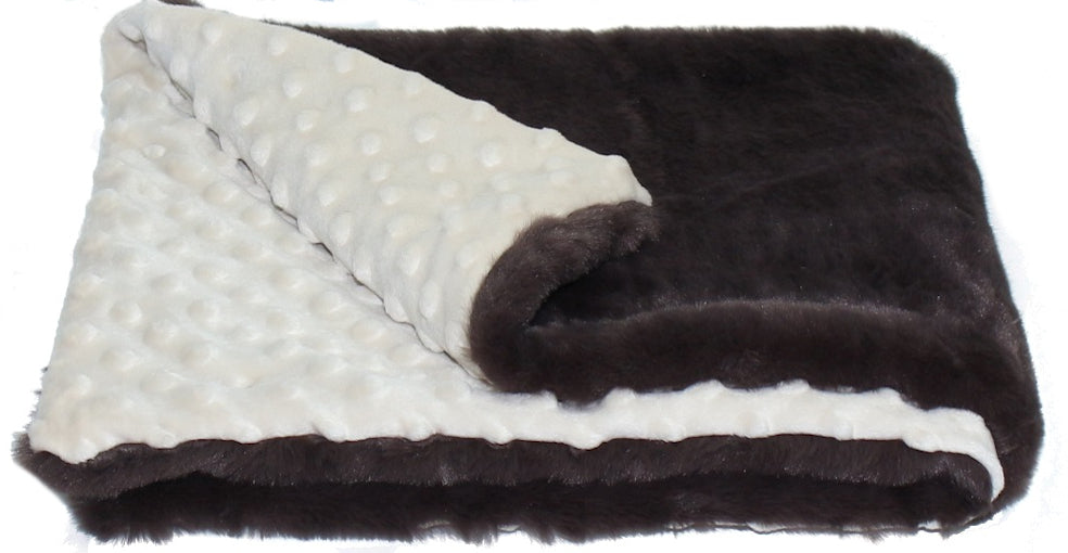 Hundedecke Katzendecke Decke - Braun- Beige- mit Namen bestickt Minky Rabbit Plüsch